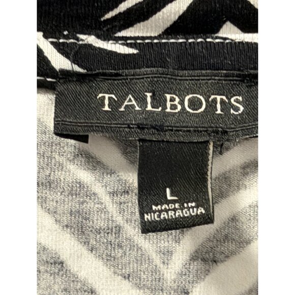 Talbots Womens Zebra Print Scoop Neck T-Shirt Size L Black/White - Picture 3 of 11